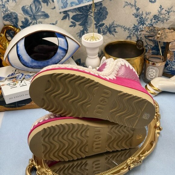 🆕 MOU 🧿 NWOT WOB Metallic & Glitter Pink Eskimo Ankle Boot, Sz EU 37 - Picture 12 of 13